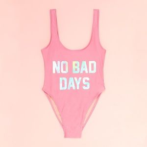 PINK ONE-PIECE SWIMSUIT| NO BAD DAYS
